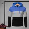 Men Fall Winter Hoodie Colorblock Drawstring Long Sleeves Big Pocket Hooded Retro Thin Loose School Daily Wear Casual Sport Top
