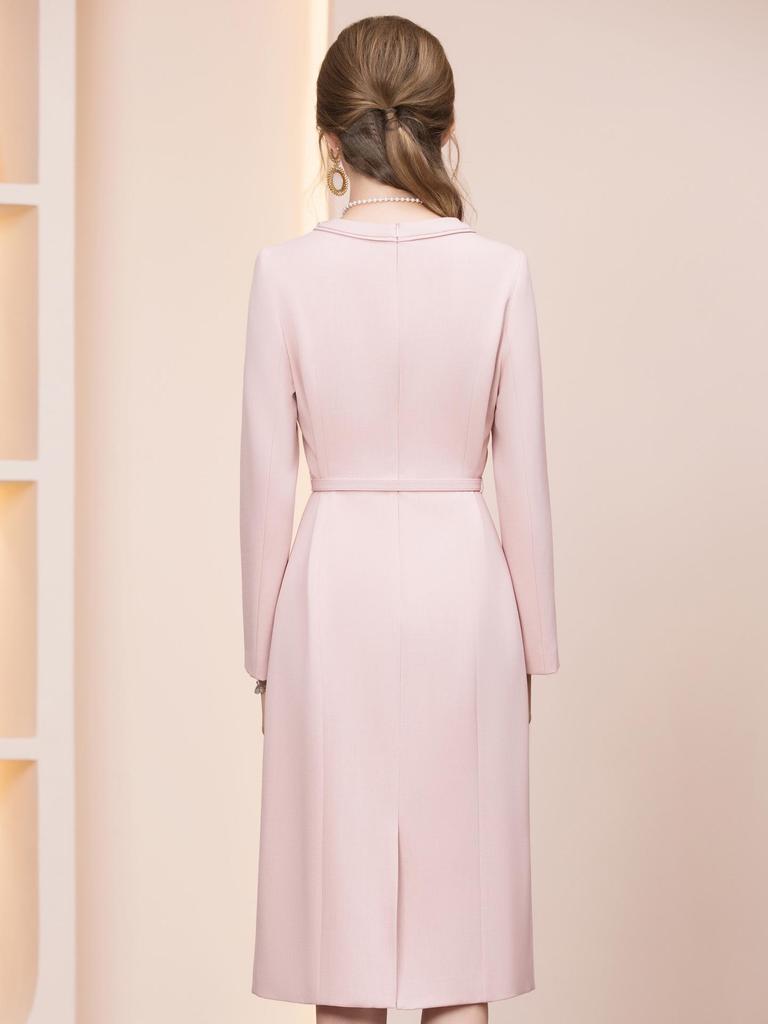 Zhi Li Frühling 2026 Rosa Strassgürtel tailliertes Luxus-Bankettkleid