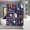 1Pc Halloween Colored Ghost Print Waterproof Shower Curtain Bathroom Partition Privacy Multiple Sizes 12 Hooks Easy To Install