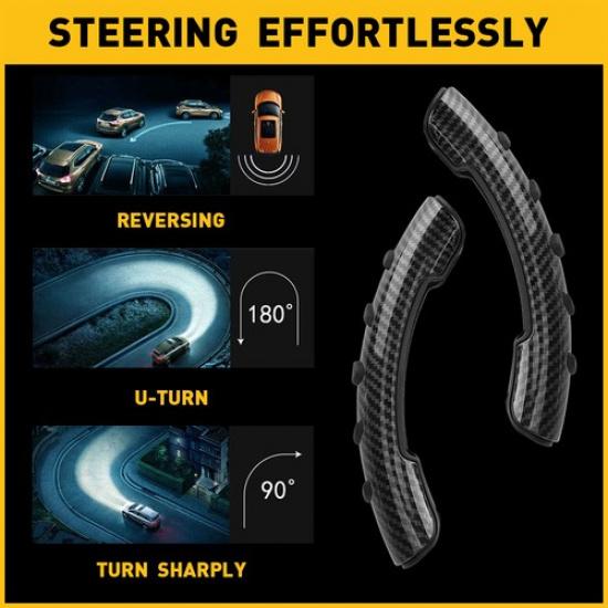 Pair Carbon Fiber Car Steering Wheel Booster Cover No-Slip Accessories 37-39cm