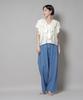 Nano Universe Frill Detail Front Size F Women's Lace-Up Blouse, Ivory, 037, 673-5221307