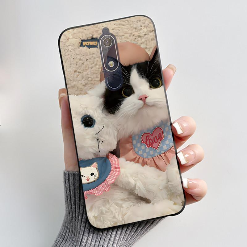 Custodia carina per Nokia 5.1/Nokia 5.1 Plus/Nokia X5/Nokia 5 Cover Shell Stampata Cover Protettiva Silicone Morbido Cartone Animato Nera