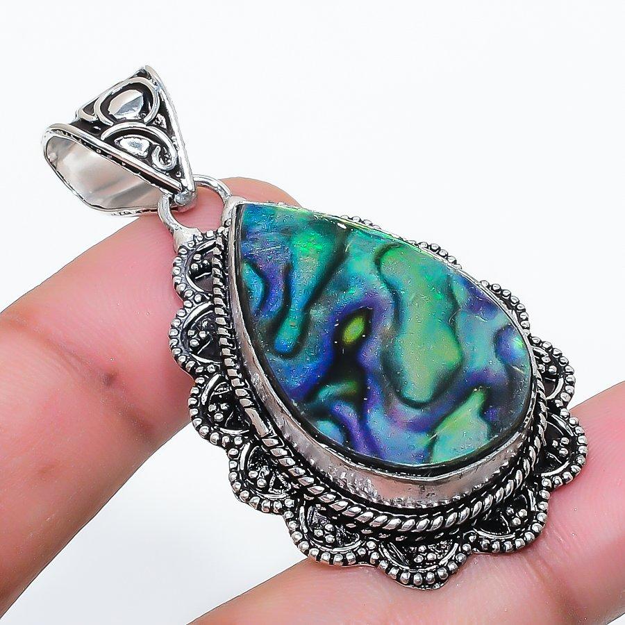 Natural Abalone Shell Gemastone 925 Sterling Silver Jewelry Pendant 2.09 AP-14443