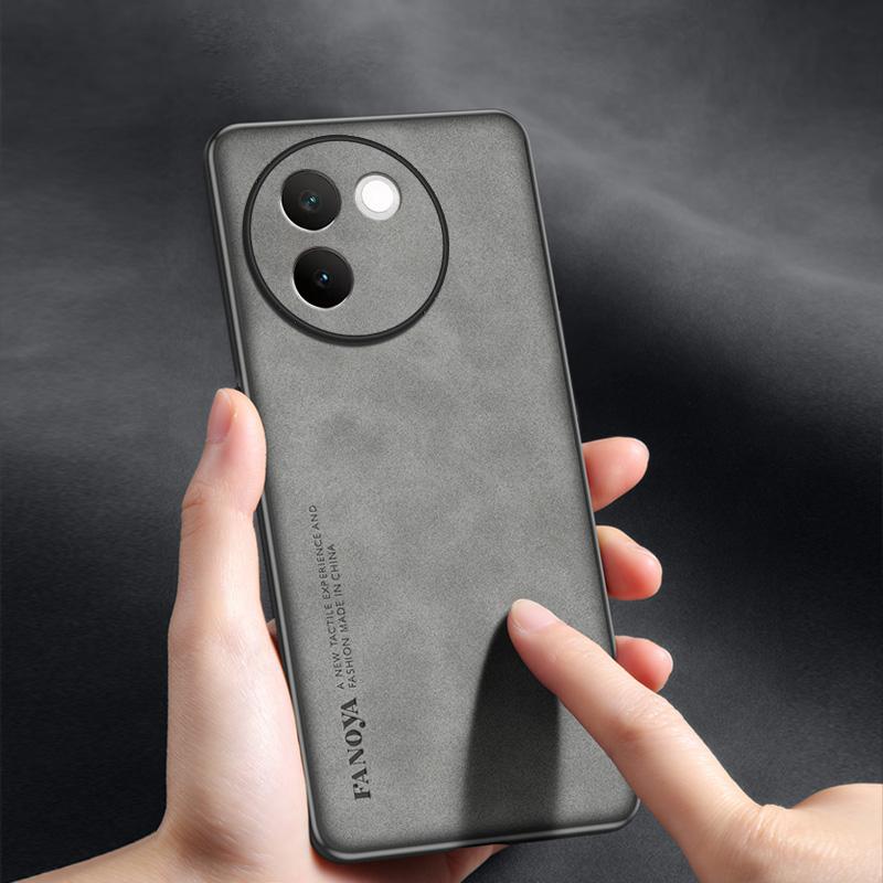 Pro Vivo V30e V 30e 5G V2339 Pouzdro Měkké silikonové okraje Pevný zadní kryt PU kožené pouzdro na telefon