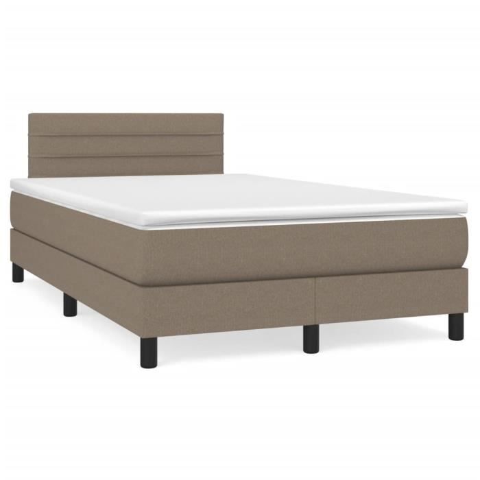 3140125 vidaXL Divan Bed with Mattress Taupe 120x200 Cm Fabric