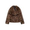 Vintage European and American style large lapel collar mink hair jacket female leopard print large lapel imitation fur coat casual < unk >