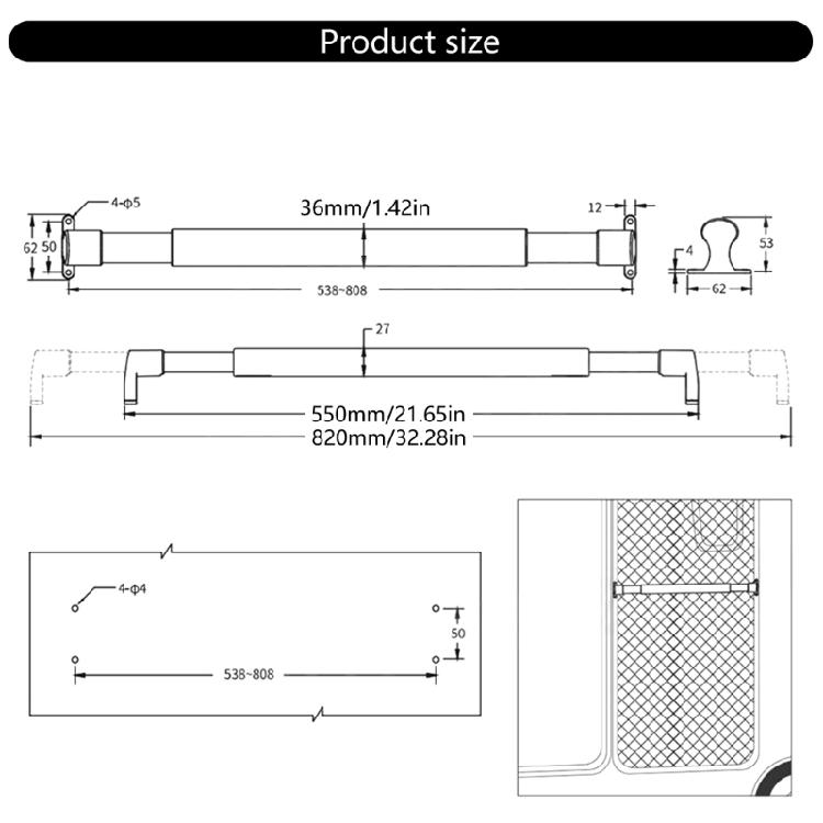 Screen Door Handle Grab Bar Adjustable 550mm -820mm Ranges Ergonomic Designs Screen Door Handle for Secure Handling