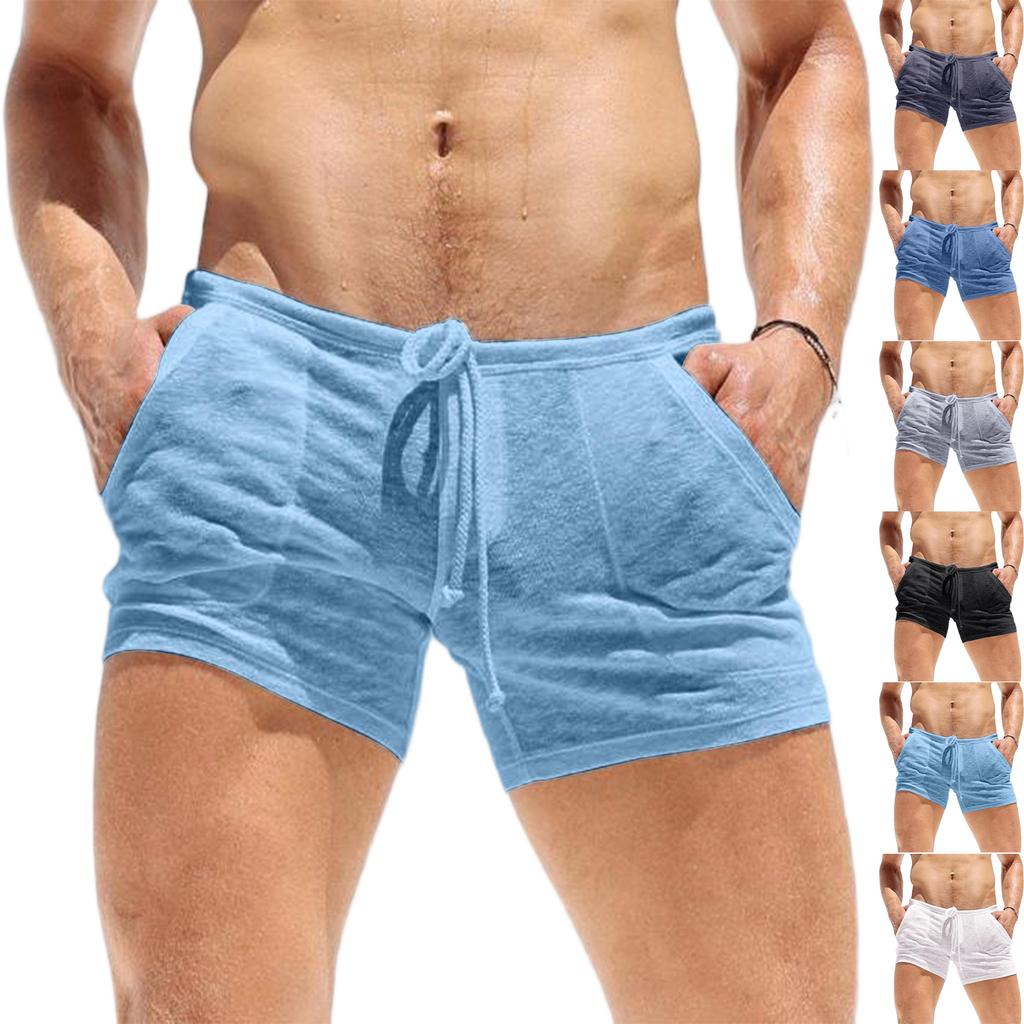 Men Summer Lightweight Breathable Drawstring Shorts Ultra Thin Casual Relaxed Fit with Pockets for Daily Wear Sports