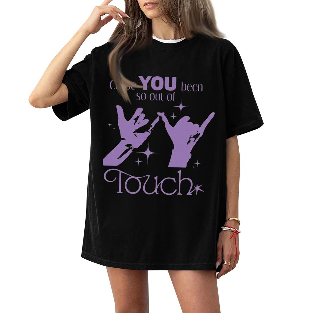 Dam T-shirt med tryck och rund hals och korta ärmar