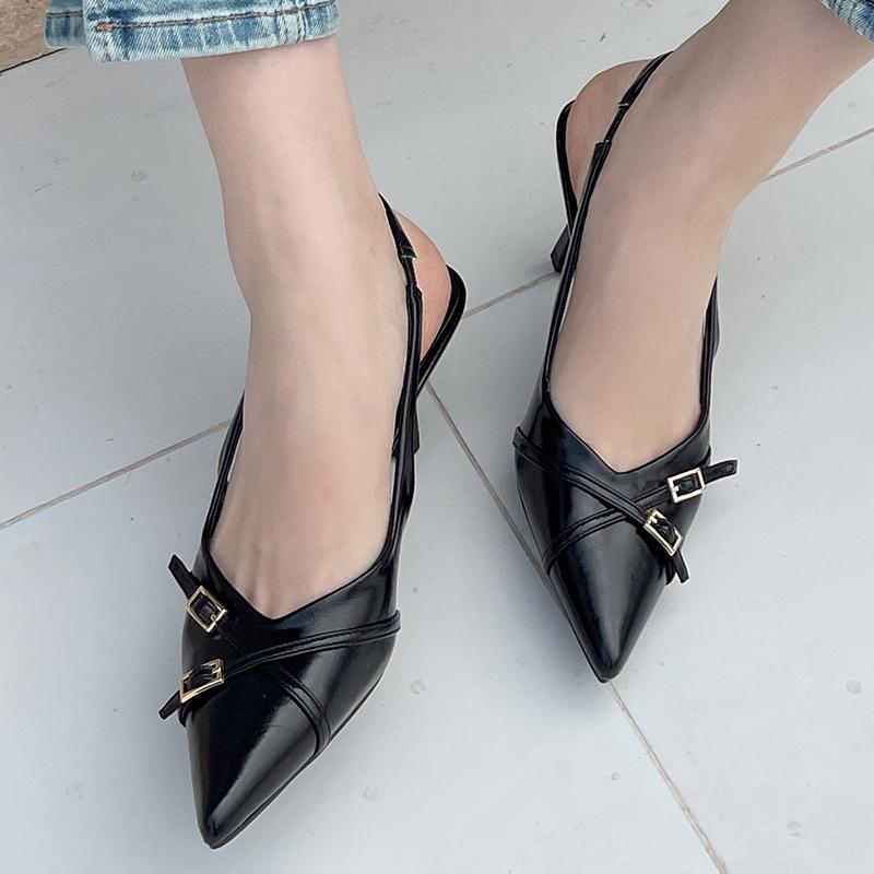 

Модная обувь Винно-красные туфли-лодочки Женские туфли на высоком каблуке Шлепанцы Обувь Женская Обувь с ремешком сзади Модные туфли с острым носком Женские туфли на тонком каблуке Большой размер 5(foot 225mm) чёрный