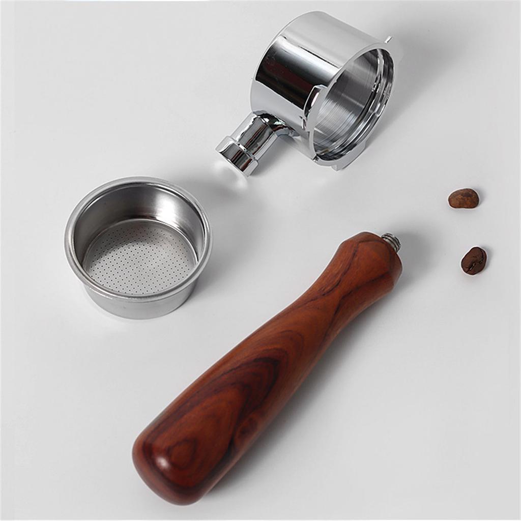 Alloy and Wood Handle Naked Portafilter Reliable 51mm Bottomless Portafilter Coffee Brewing Tools for Consistent Crema