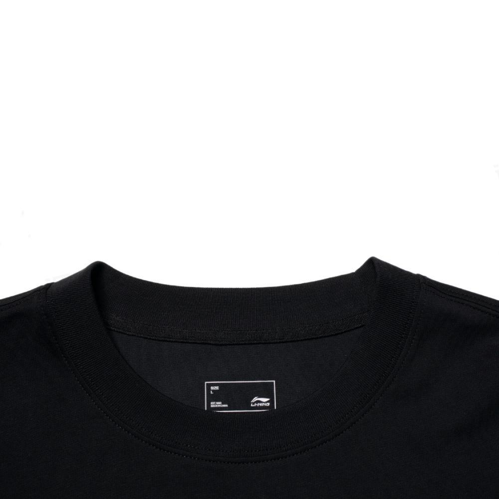 Li-Ning American Vintage Letter Print Short Sleeve Casual Sports Suit Unisex suit Black YHSU207-1+YAPV001-1