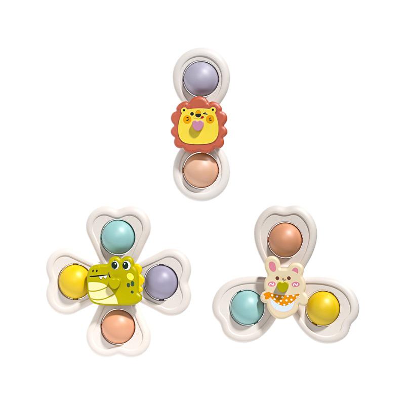 Best-Selling Cartoon Car Suction Cup Toy: 3-in-1 Toddler Dining Table Spinner & Rattle