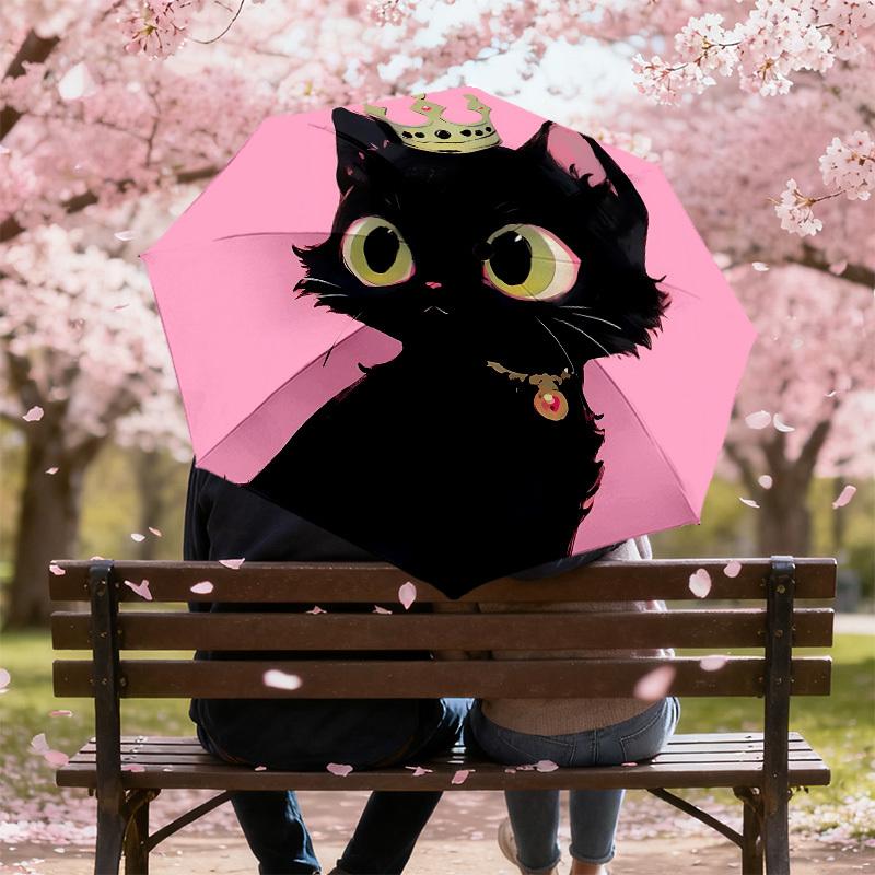 Royal Kitty Umbrella: A Charming Companion for Outdoor Adventures, Featuring Auto-Open/Close Mechanism and Lightweight Design - Perfect as a Gift