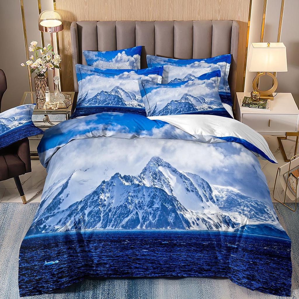 Three-Piece Beautiful Landscape 3D Bedding Stream Waterfall Printing Quilt Cover Home Textile Batch