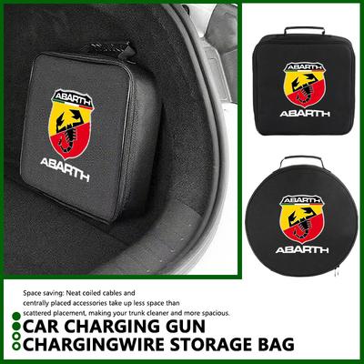 Oxford Cloth Car Charge Cable Case Organiser Waterproof Charging Gun Storage Bag For Abarth FIAT 500 FR Stilo Doblo Tipo Lancia DOQQ1