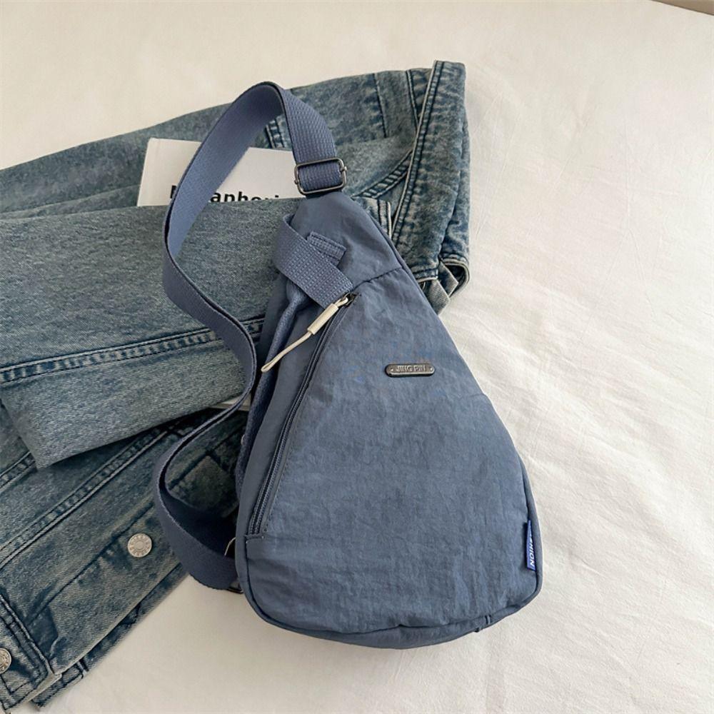 Zipper Pocket Chest Bag Men Retro Messenger Bag Fashion Cloth Shoulder Bag  Leisure