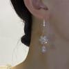 Charm Female White Zircon Stone Flower Water Drop Earrings Cute Trendy Bridal Gold Color Wedding  For Women