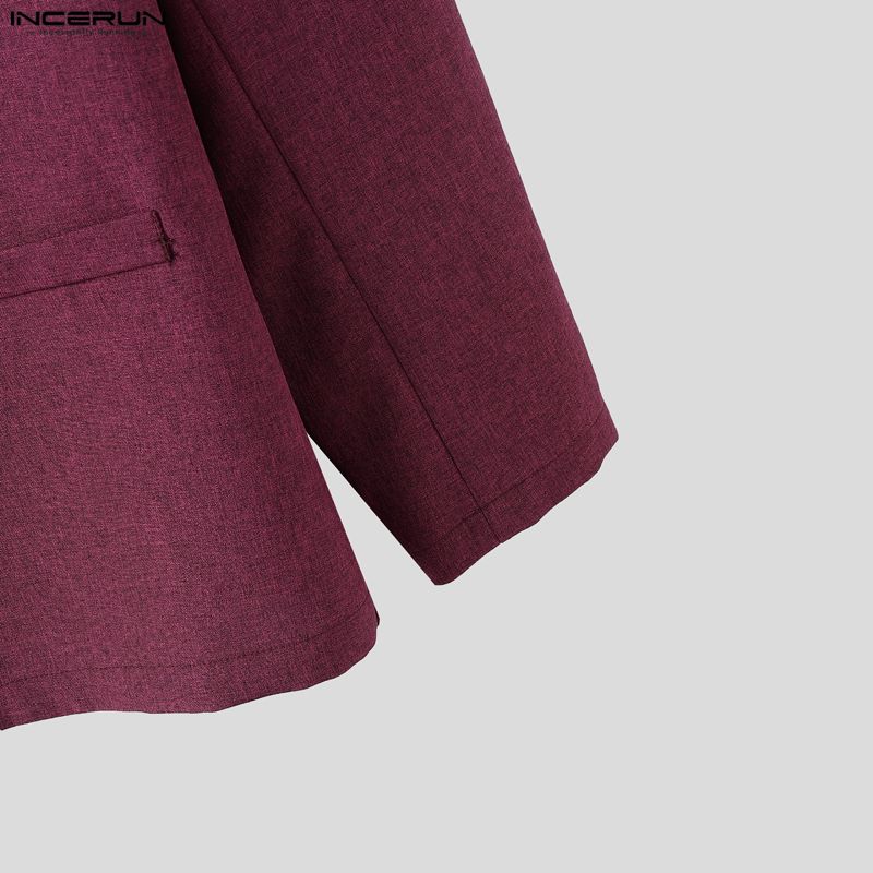 INCERUN Two Pieces Outfits Men Long Sleeve Thin Blazer Long Straight Pants Loose Sets