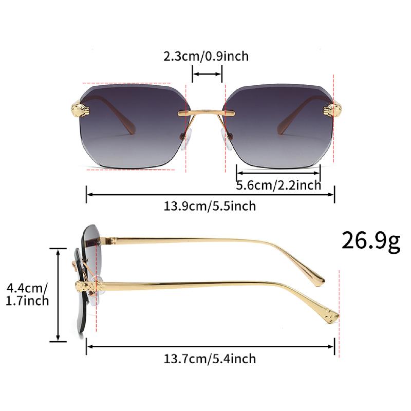 Vintage Rimless Sunglasses New Square Fashion Gradient Multi-color Shades Trendy Stylish Brand Design Sun Glasses