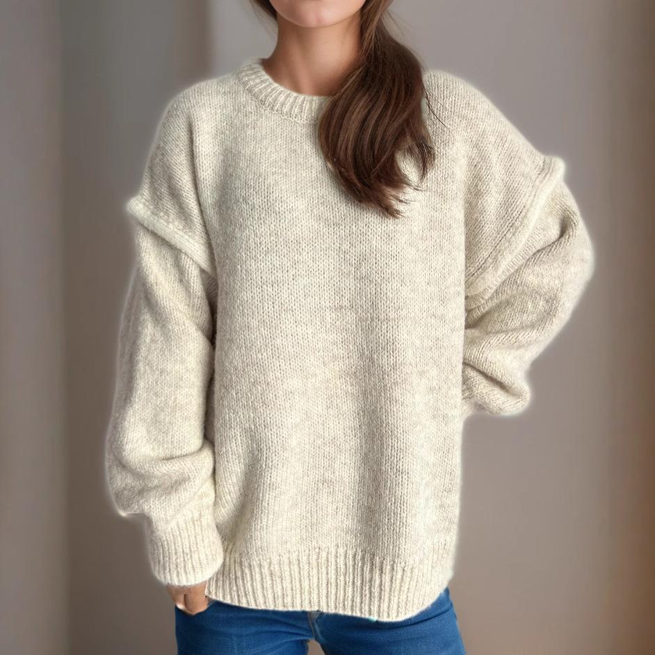 Autumn and Winter New Product Splicing Casual Women's Sweater Lazy Style Round Neck Loose and Versatile Thick Warm Hoodie 3599