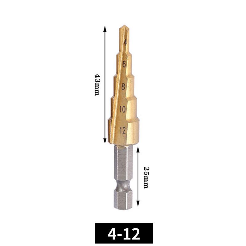 Three-Piece Titanium Step Drill Bit Set for Woodworking