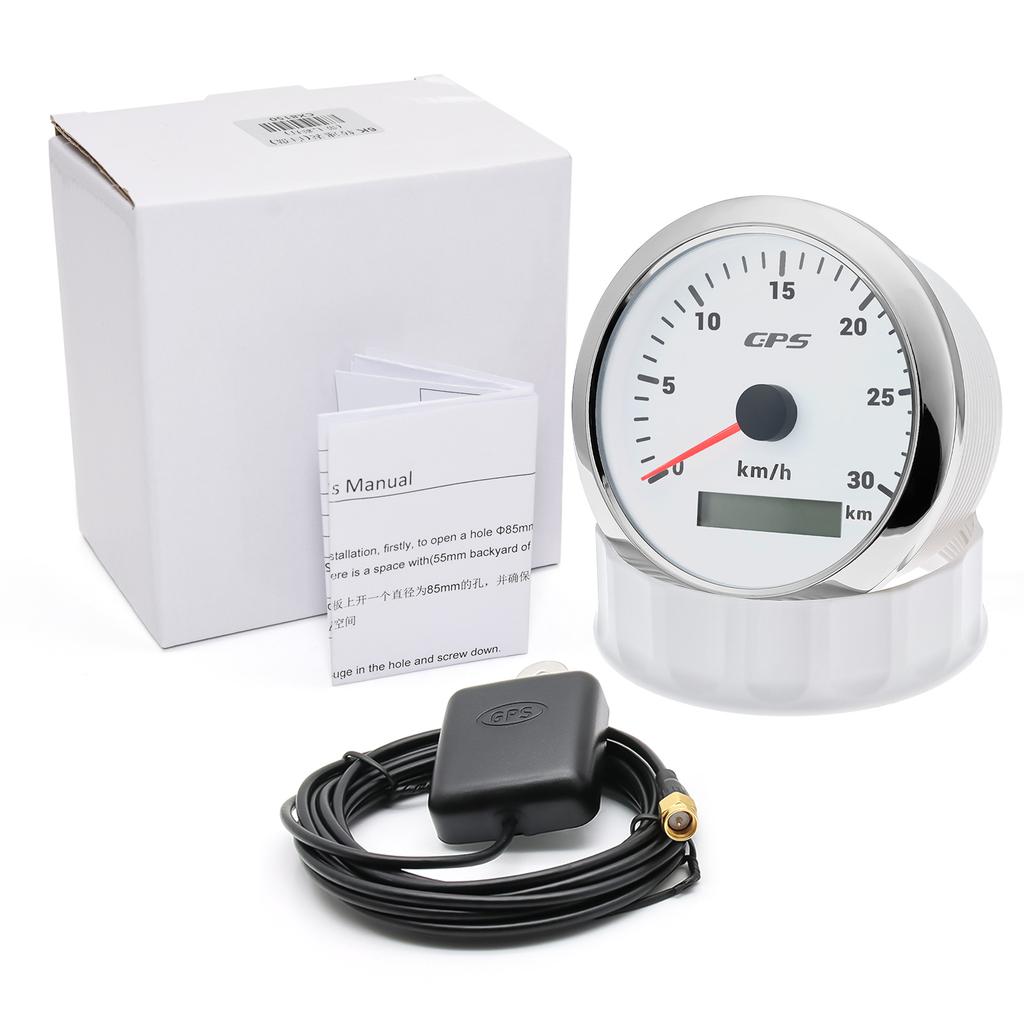85mm Digital GPS Speedometer With GPS Antenna 30/60/80/120/200KMH Speed Meter Gauge For Car Boat Truck 7 Color Backlgiht 9-32V