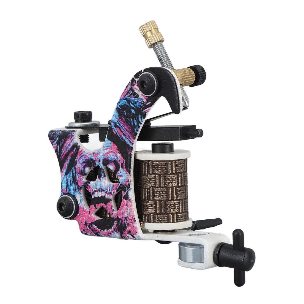 10 Wrap Coils Tattoo Machine Skull Pattern Liner Coils Tattoo Machine for Beauty Salon Pink