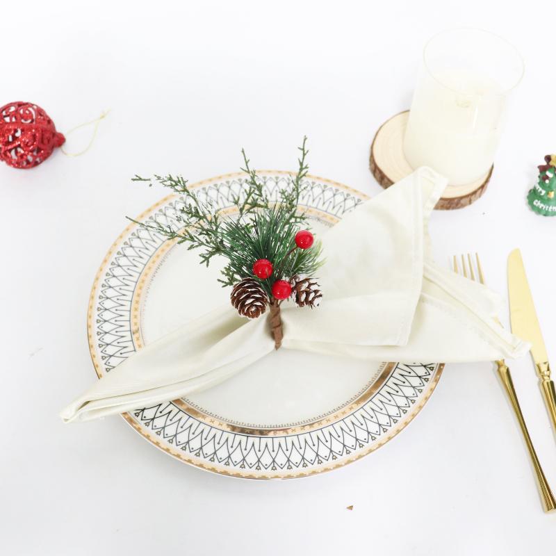 Vánoční Cedrové Jutové Krajkové Kroužky na Ubrousky Sada Ručně Vyráběné Řemeslo Stolní Nádobí Pro Sváteční Večeři Novoroční Dekorace