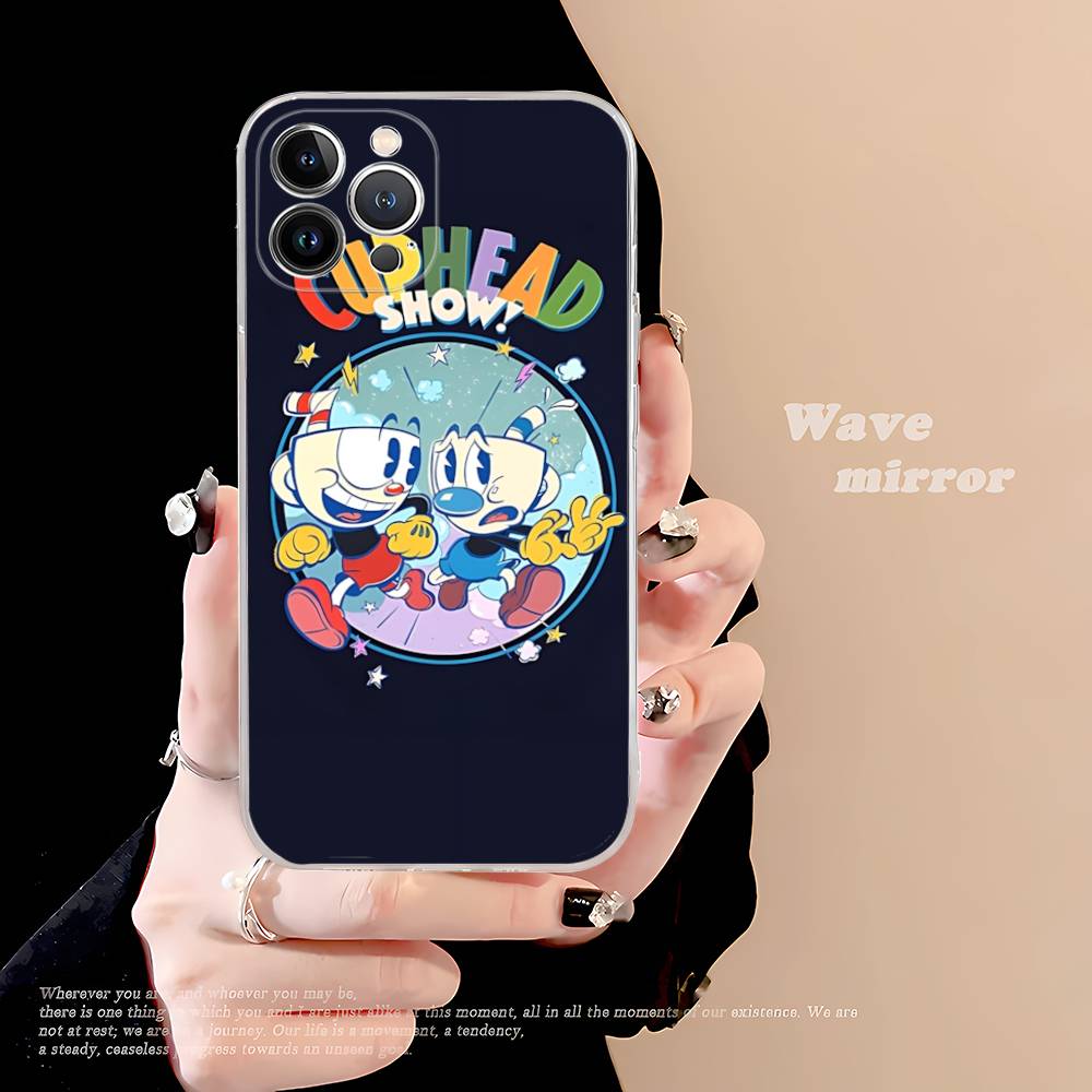 Comedy Animation C-Cuphead Cartoon Transparent Soft Phone Case For IPhone 15 12 14 16 17 13 Plus 11 Pro Max 13 Pro