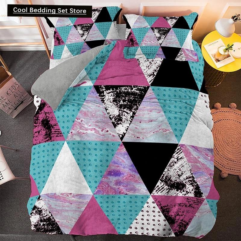 Irregular Geometry King Queen Duvet Cover Bohemian Style Bedding Set for Kid Teens Adult Modern Art 23pcs Polyester Quilt Cover