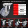 1PCS 5 Inch Heavy Duty 304 Stainless Steel Swivel Casters M12 TPR Rubber Silent Wheels for Utility Carts, Dollies & Industrial