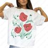 Wildflower Shirt for Women HandDrawn Poppies Floral Graphic Tees Heavy Cotton Casual Tops for Nature Lovers Funny Print TShirt