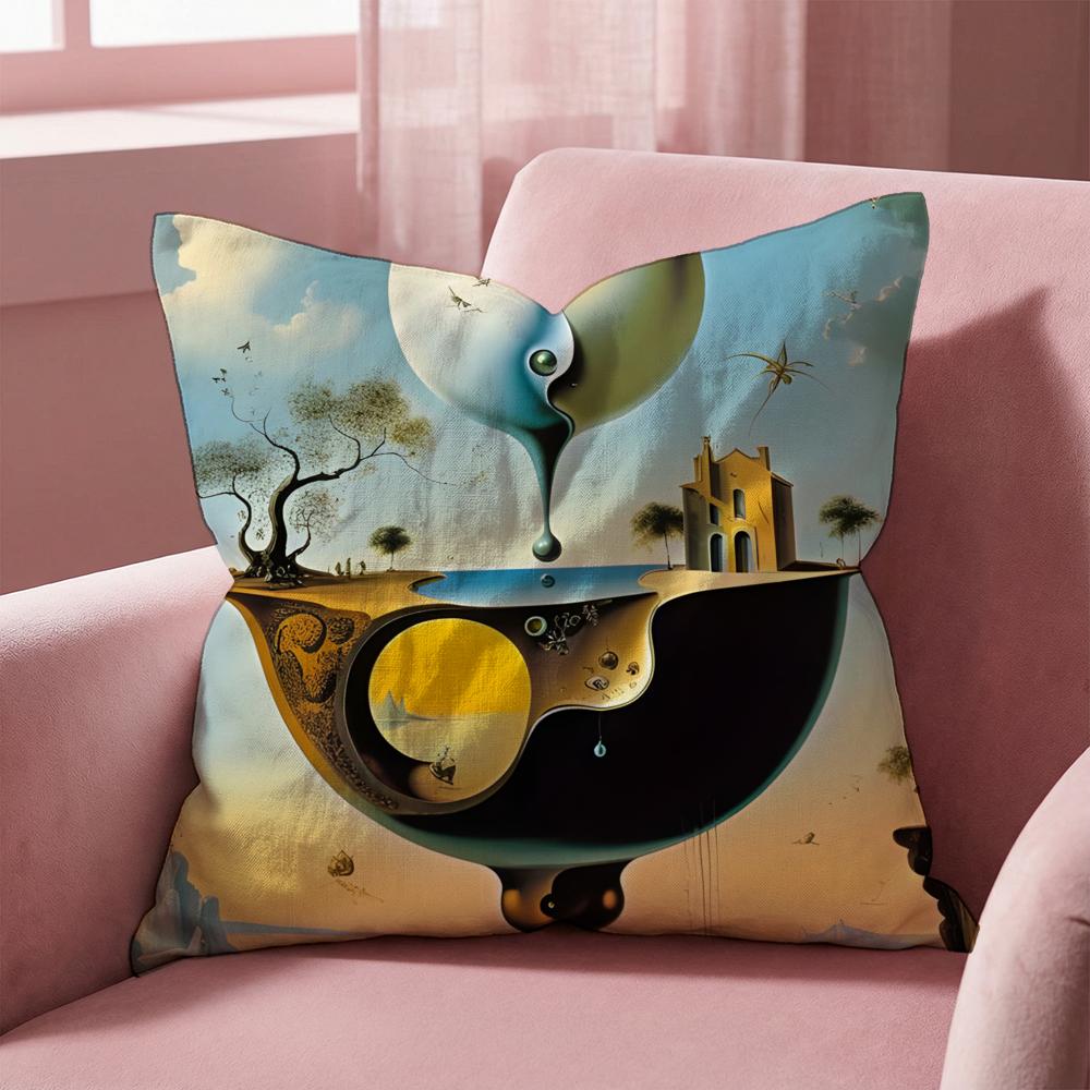 S-Salvador Dali Cushion Cover Multi-Scene Pillow Cover for Home & Car - Reversible, Soft & Durable for Daily Use