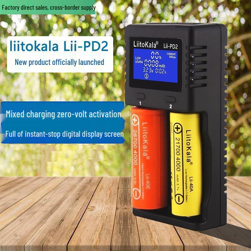 Dual-Slot Charger for 18650/26650 Lithium, AA/AAA Ni-MH, & 3.2V LiFePO4 Batteries