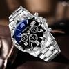 3PC Silver Business Men's Watch Set Luxury Fashion Black Digital Scale Dial Quartz Watch Bracelet Necklace Set Perfect Gift