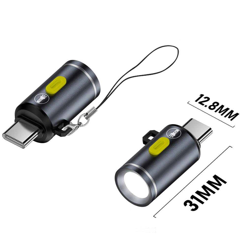 LED Outdoor Keychain Flashlight Type C Powered Mini Pocket Flashlight Small Emergencies Light for Camping Hiking Emergencies