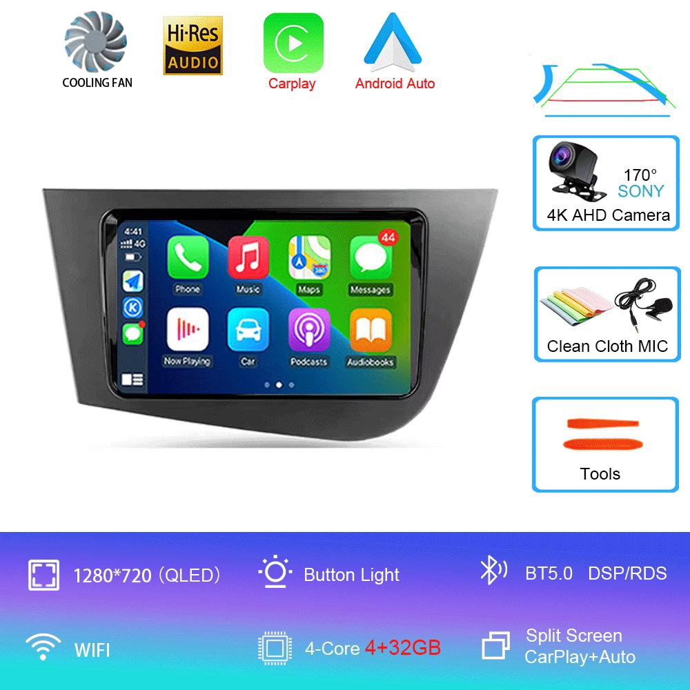 

Автомобильное радио Android 14 Carplay для Seat Leon 2 MK2 2005 2006 2007 - 2012 Навигация GPS Мультимедийный проигрыватель WiFi+4G стерео BT 2 DIN