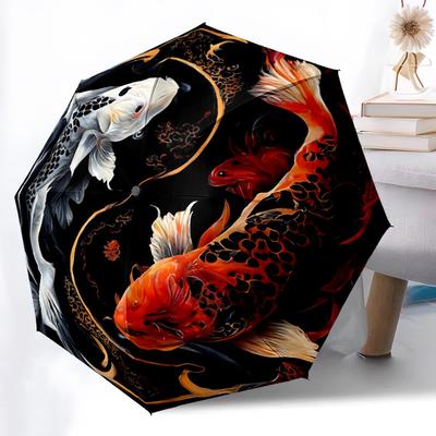 1pc Koi YinYang Automatic Open/Close Umbrella with One Touch Button,, Windproof Design   Lightweight Portable Umbrella for Women & Men6023