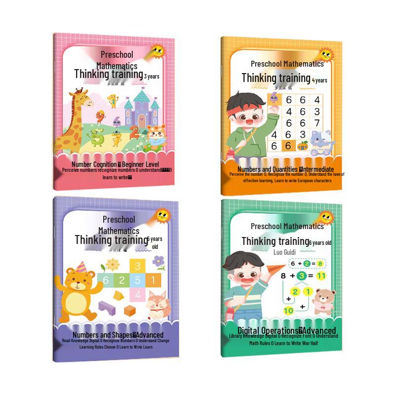 Preschool Math Thinking Skills Training - 4 Book Set