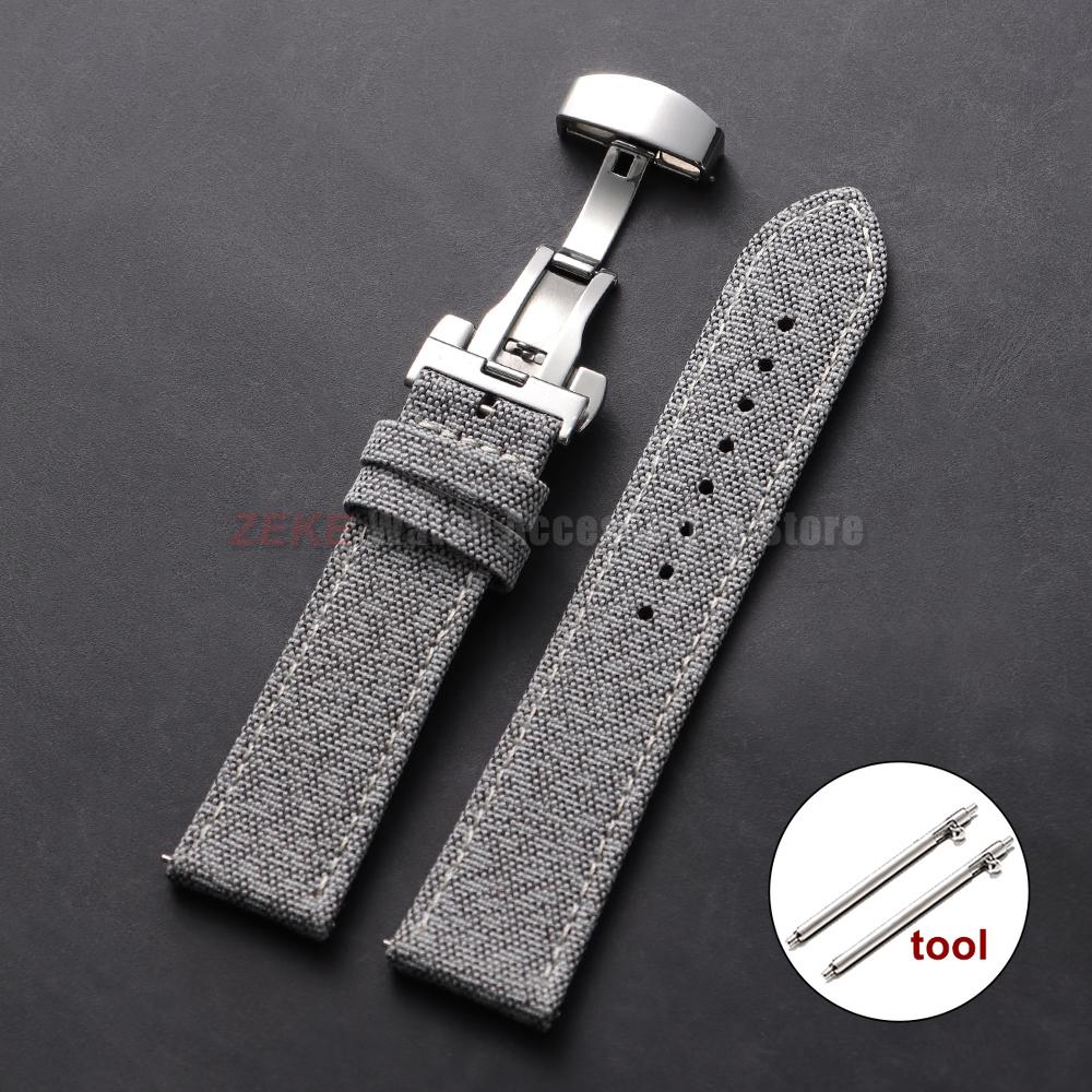 Cinturino per Orologio in Tela di Nylon 20mm 22mm per Seiko per Omega Fibbia a Farfalla Business Impermeabile Uomo Donna Cinturino a Rilascio Rapido