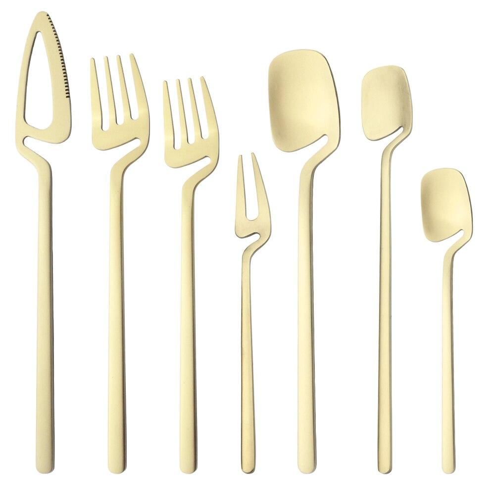 1810 Colorful Stainless Matte Steel Cutlery Dinnerware Set Knife Fruit Forks Spoons Dinner Set Kitchen Silverware Tableware Set