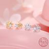 925 Sterling Silver Moon Star Stud Earrings for Women - Shiny Zircon Cute Celestial Ear Jewelry Fashion Daily Party Accessories