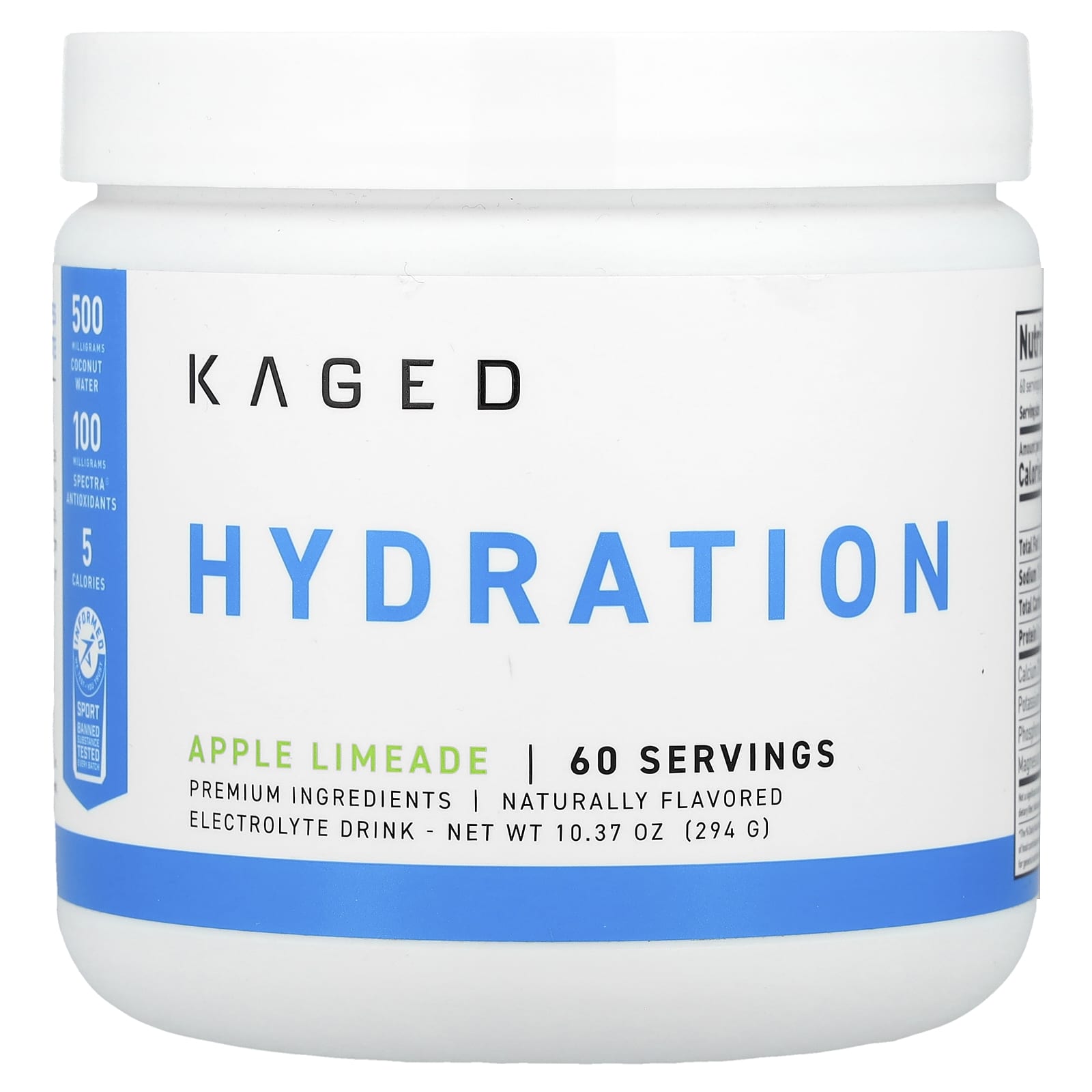 

Hydration, Electrolyte Drink, Apple Limeade, 294G(10.37Oz)