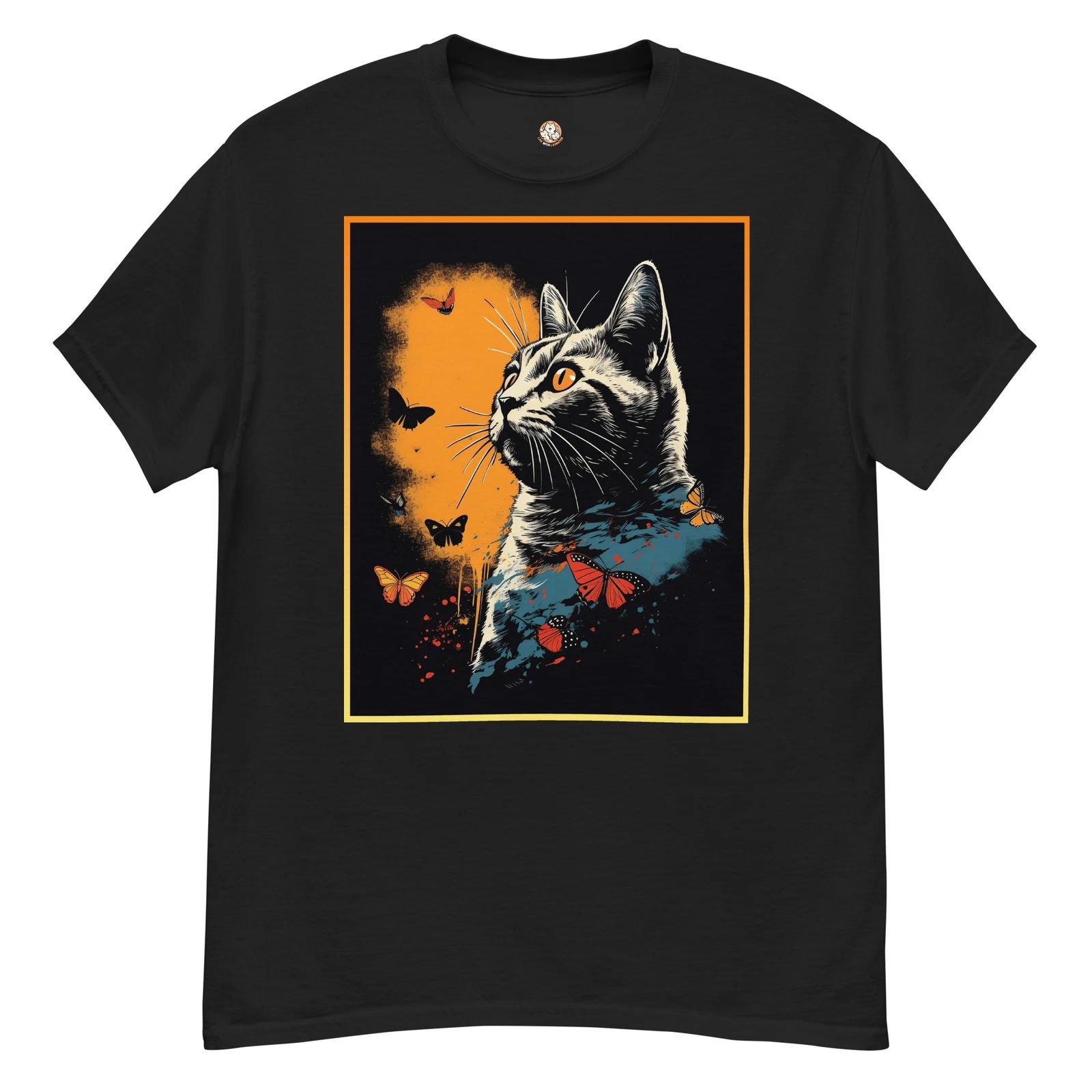 

Live With Laughter Novelty Graphic 100% Cotton T-shirt Mens Tees Top - Too Much Catnip (Black) 2XL
