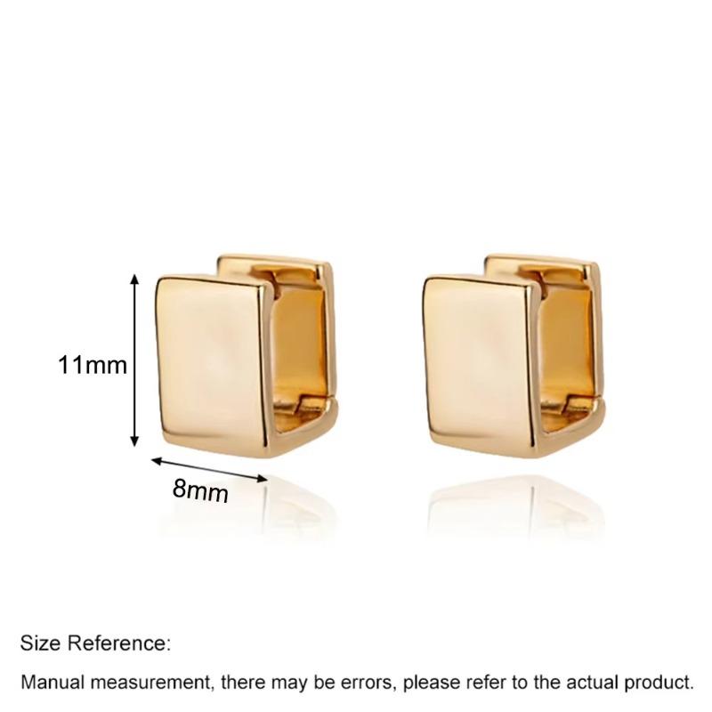 Fashion Commuter Gold Personality Versatile Earrings Gold Geometric Cube Atmospheric Ear Buckles