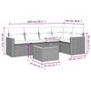 6-teiliges Gartensofa-Set mit Kissen, graues Poly-Rattan
