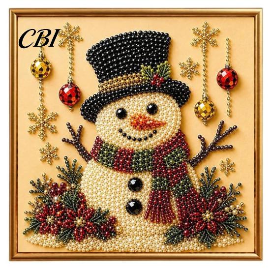 Holiday DIY Projects for Family Christmas Faux Pearl Painting Art Kit with Frame, Santa Stress Relief Crafting Activities Beads Craft Adults Beginner,