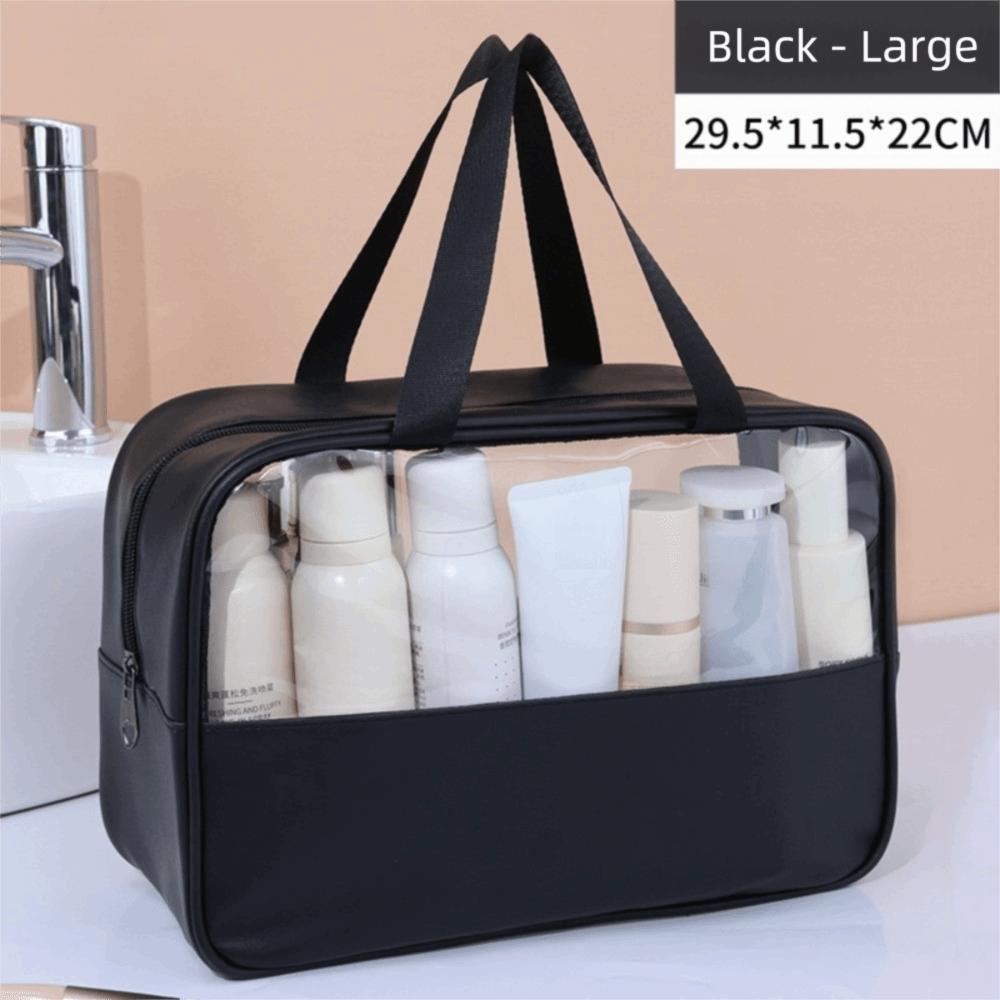Portable Large Capacity Cosmetic Bag See-Through Zipper Clear Makeup Bag Bath Bag Travel