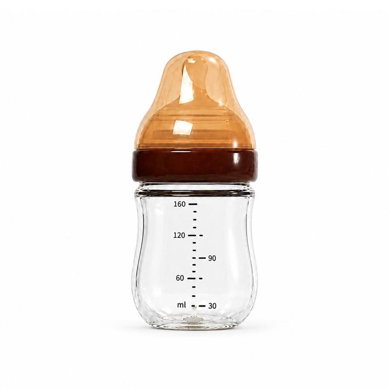 Glass Baby Bottle Wide Neck Anti-Colic Anti-Choke 160ml Infants 6 Months